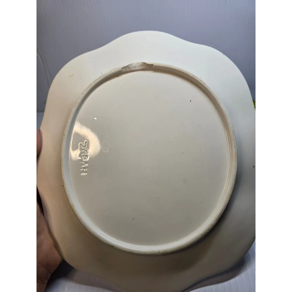 Vintage Ceramic Soup Tureen with Ladle‎ and Underplate Floral Design Blue Trim